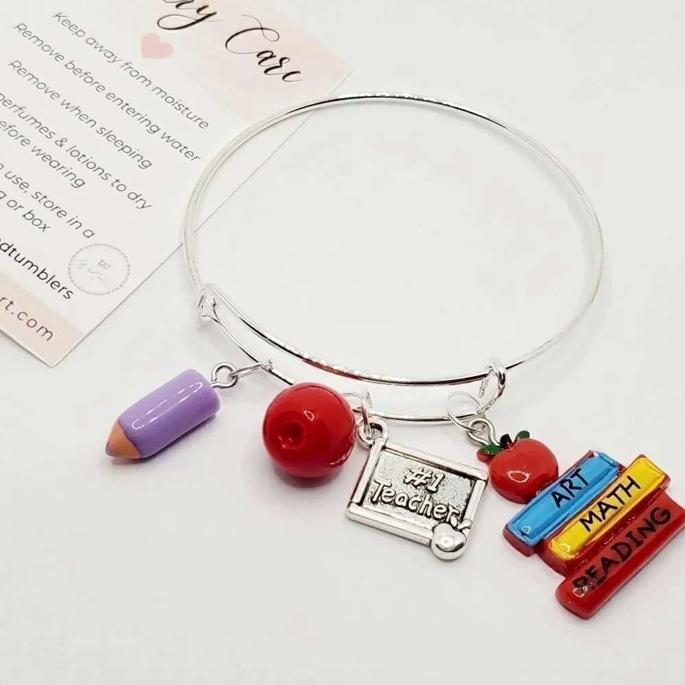 Number 1 Teacher Charm Bracelet